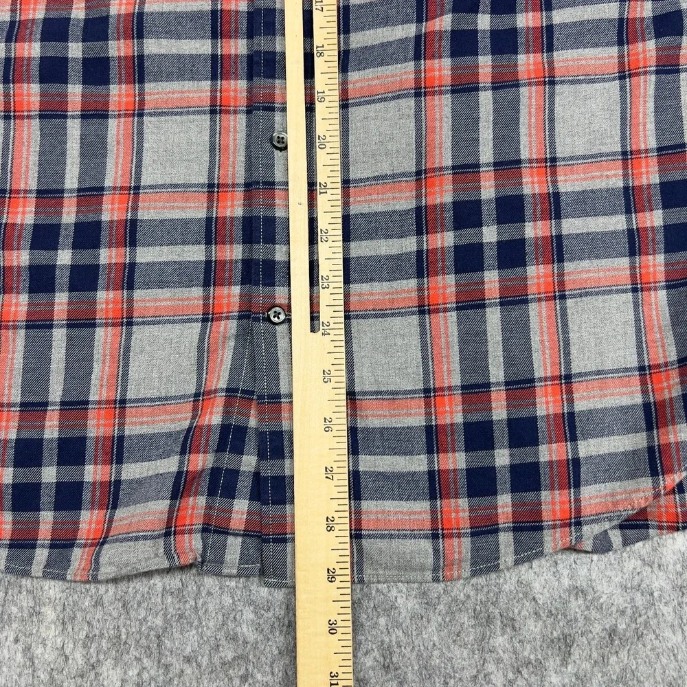 Banana Republic Shirt Mens Large Gray Red Plaid Button Up Casual Preppy Career